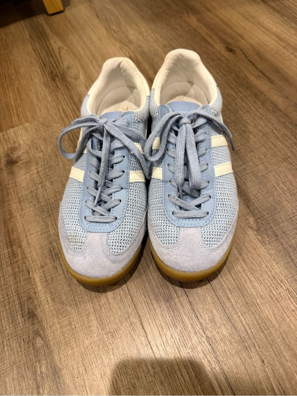 Gola light Blue Knit & Suede Sneakers with White Stripes from Evereve